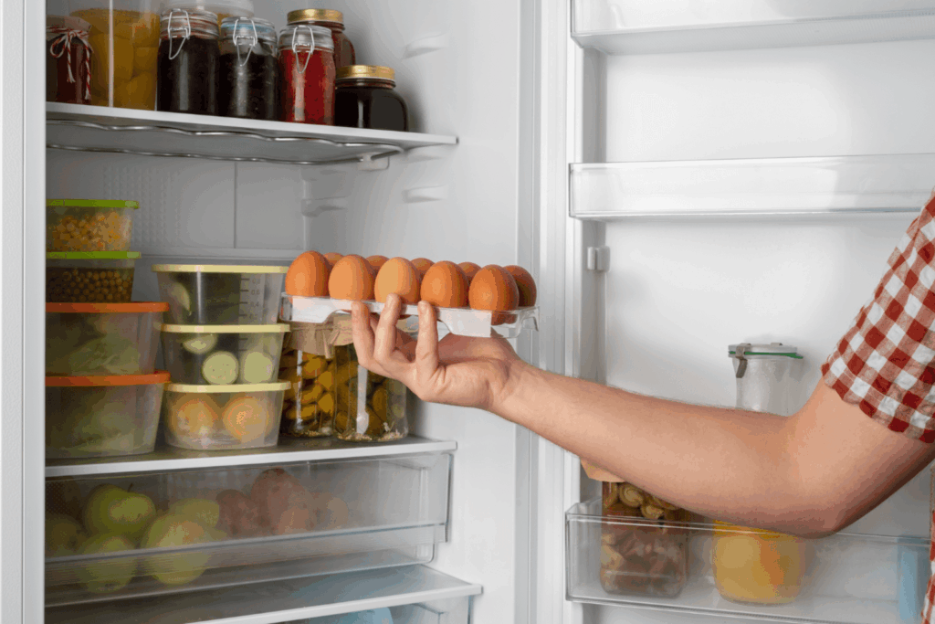 Pessoa pegando alimentos de uma geladeira Electrolux da Casas Bahia